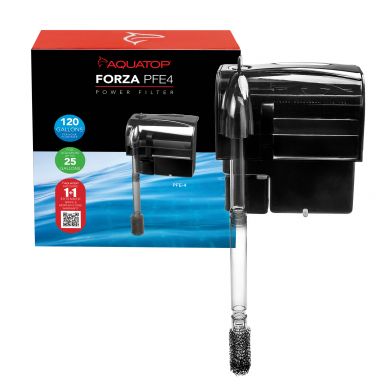 AQUATOP Forza 120 GPH Power Filter for up to 25 Gallon Aquariums, Advanced Filtration Design, PFE-4